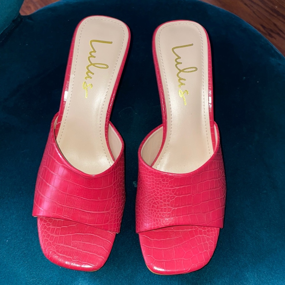 Lulus Heel Snakeprint Red - 7